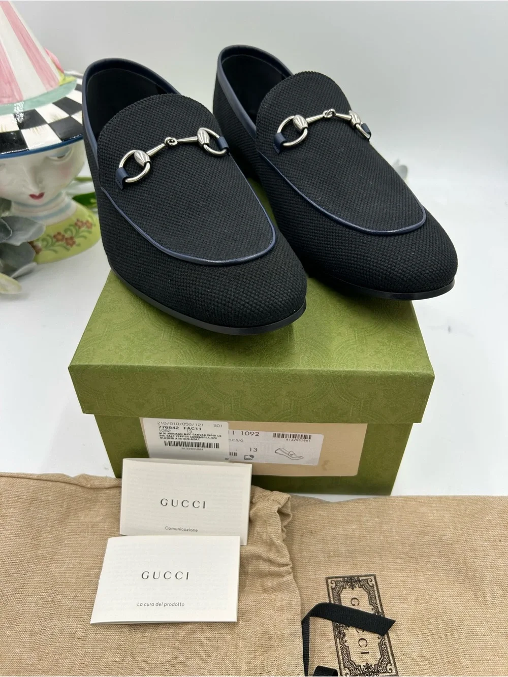 Men's  Gucci, NEW JORDAAN canvas horse bit loafer size 13 made in Italy